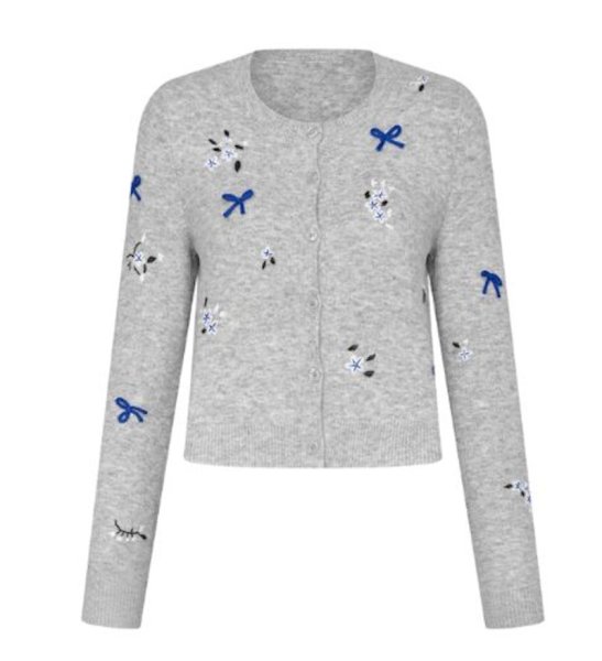 画像1: Ribbon embroidered knit cardigan　リボン刺繍カーディガンニット (1)