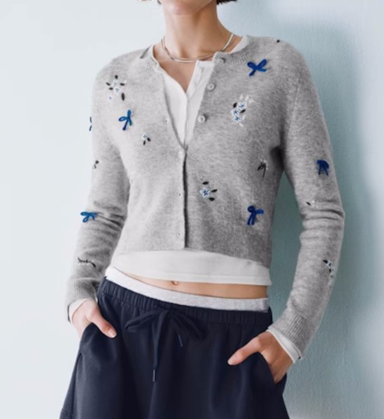 画像4: Ribbon embroidered knit cardigan　リボン刺繍カーディガンニット (4)