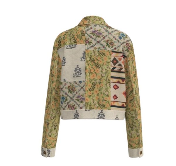 画像2: Women's French Retro Stitch Random Pattern Jacquard Jacket　フレンチ レトロステッチ ランダムパターン ジャカードジャケットジャケットショートコート (2)