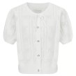 画像2: Bow ribbon round neck ribbon openwork short sleeve cardigan sweater　 ボウリボンラウンドネックリボン透かし編み半袖カーディガン セーター (2)