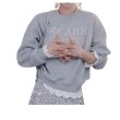 画像1: Pearl logo and lace sleeve and hem round neck sweatshirt　 パールロゴ＆レース袖裾ラウンドネックスウェット (1)