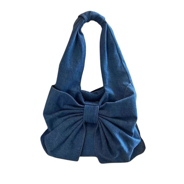 画像5: Denim big ribbon tote shoulder bag　 デニムビッグリボントートショルダーバッグ (5)