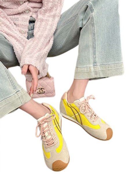 画像6: In-heel leather sweet color leather lace-up sneakers　キャンディーカラーインヒールレザーレースアップスニーカースリッポン (6)