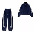 画像1: Women's Stand collar zip up ribbon set up ジップアップリボン付きセットアップ　 (1)