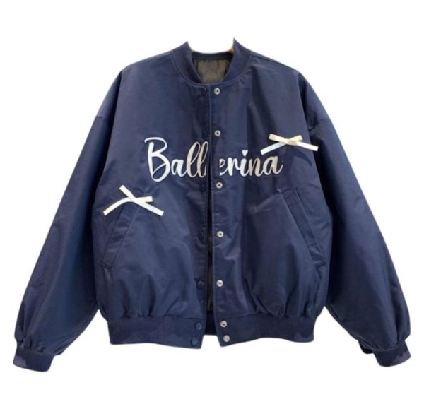 画像1: Women's Alphabet logo and ribbon stadium jumper jacket　アルファベットロゴ＆リボンスタジアムジャンパージャケットMA1ジャケット (1)