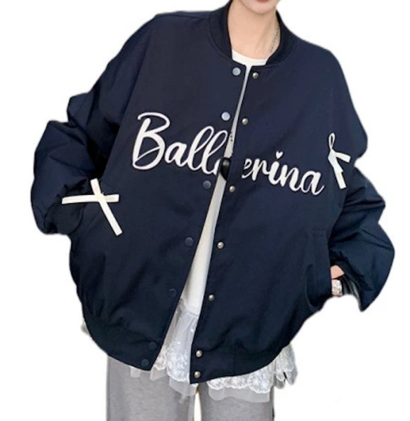 画像6: Women's Alphabet logo and ribbon stadium jumper jacket　アルファベットロゴ＆リボンスタジアムジャンパージャケットMA1ジャケット (6)