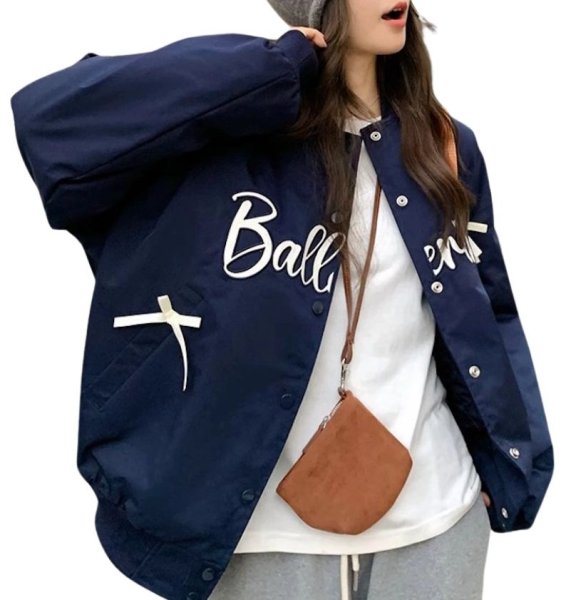 画像5: Women's Alphabet logo and ribbon stadium jumper jacket　アルファベットロゴ＆リボンスタジアムジャンパージャケットMA1ジャケット (5)