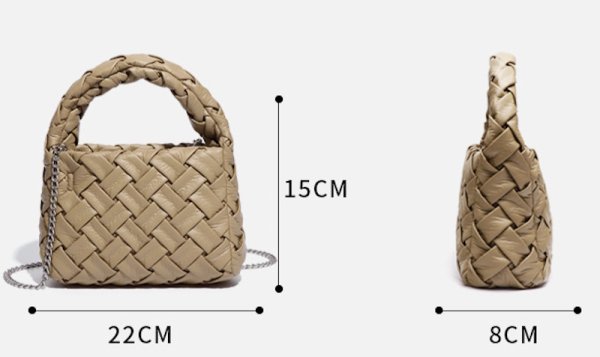 画像14: Leather Braided Small Tote Shoulder Crossbody  underarm bag　レザー編み込みスモールトートショルダークロスボディーアンダーアームバッグ (14)