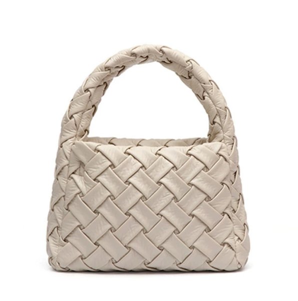 画像1: Leather Braided Small Tote Shoulder Crossbody  underarm bag　レザー編み込みスモールトートショルダークロスボディーアンダーアームバッグ (1)