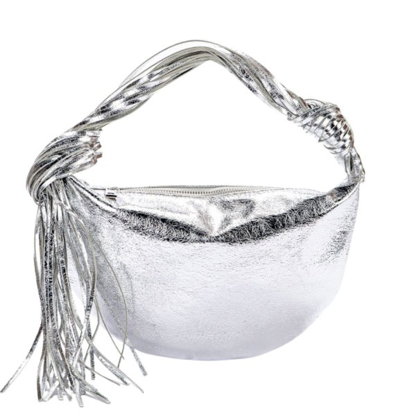 画像1: Tassel half-moon leather tote shoulder underarm bag　タッセルハーフムーン半月型レザートートショルダーアンダーアームバッグ (1)