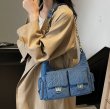 画像7: Denim quilted chain shoulder strap tote shoulder crossbody bag　デニムキルティングチェーンショルダーストラップトートショルダークロスボディバッグ (7)