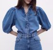 画像3: Puff sleeve denim half sleeve blouse shirt　 パフスリーブデニム5分丈袖ブラウス　シャツ (3)