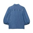 画像2: Puff sleeve denim half sleeve blouse shirt　 パフスリーブデニム5分丈袖ブラウス　シャツ (2)