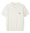 画像2: Ribbon point embroidered polo collar sweater sweater　 リボンワンポイント刺繍透かし編み半袖ポロカラー セーター (2)