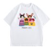 画像1: Cats print T-shirt　ユニセックスキャット猫カラフルラウンドネック半袖Tシャツ (1)