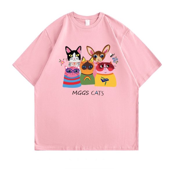 画像3: Cats print T-shirt　ユニセックスキャット猫カラフルラウンドネック半袖Tシャツ (3)