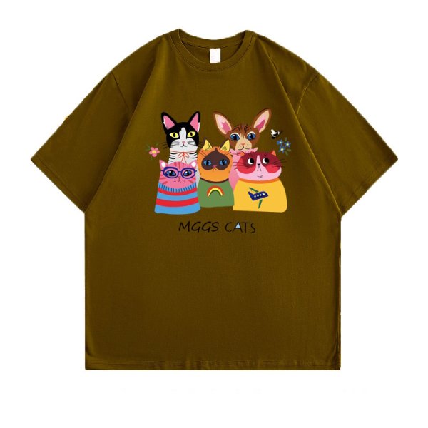 画像5: Cats print T-shirt　ユニセックスキャット猫カラフルラウンドネック半袖Tシャツ (5)