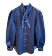 画像1: Puff sleeve denim bow ribbon blouse 　 パフスリーブデニムリボンボウ袖ブラウス　シャツ (1)