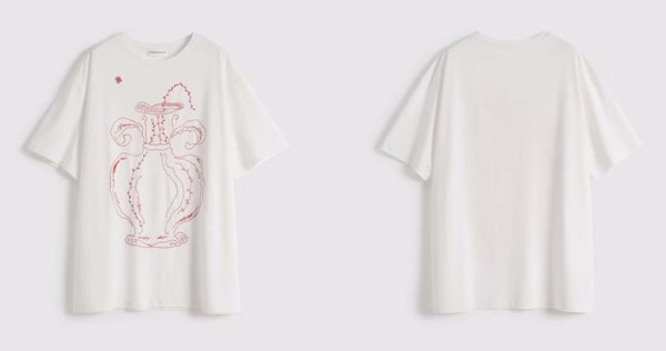 画像8: Unisex Vase Embroidery T-shirt　ユニセックス花瓶刺繍ラウンドネック半袖Tシャツ (8)