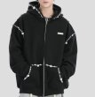 画像5: Irregular Pearl Hooded Sweater Loose Cardigan Jacket　イレギュラーパール付きフーディスウェットジャケット (5)
