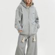 画像8: Irregular Pearl Hooded Sweater Loose Cardigan Jacket　イレギュラーパール付きフーディスウェットジャケット (8)