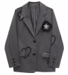 画像1: Women's 3D flower heart embroidered jacket  立体花ハート刺繍ジャケット (1)
