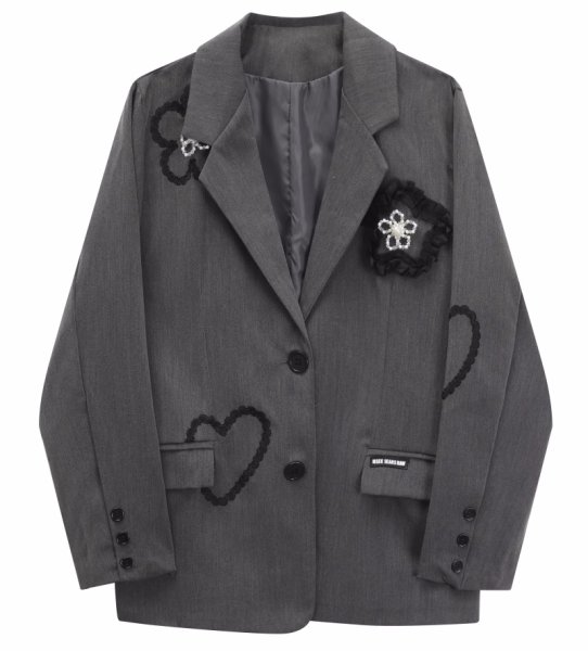 画像1: Women's 3D flower heart embroidered jacket  立体花ハート刺繍ジャケット (1)