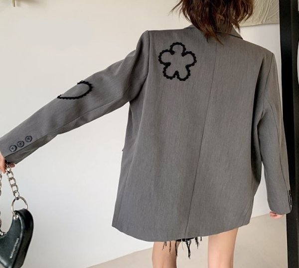 画像3: Women's 3D flower heart embroidered jacket  立体花ハート刺繍ジャケット (3)