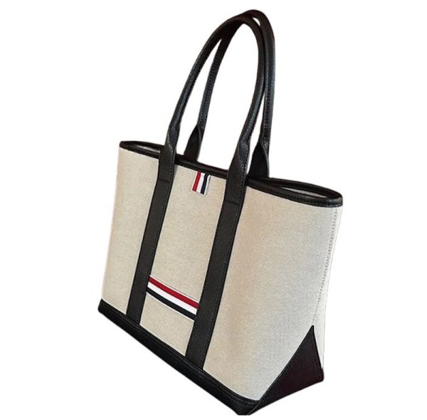 画像1: tricolor point tagTote Shoulder Canvas Bag　トリコロールポイントタグ付きトートショルダーキャンバスバッグ (1)