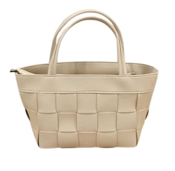 画像1: Leather braided tote shoulder crossbody bag　レザー編み込みトートショルダークロスボディーバッグ (1)