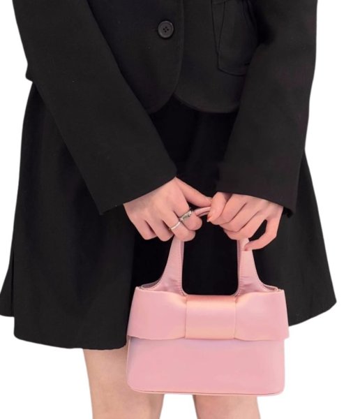 画像1: Ribbon lightweight tote shoulder small bag　リボンライトウェイトスモールトートショルダークロスボディーバッグ (1)