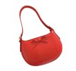 画像2: Leather shoulder tote underarm bag with half-moon bow ribbon　半月弓型リボン付きレザーショルダートートアンダーアームバッグ (2)