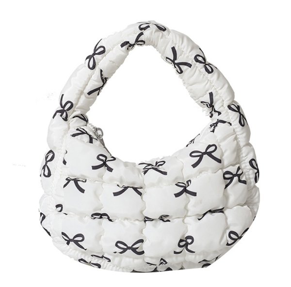 画像1: Down Croissant Half Moon Underarm Tote Shoulder Bag　ダウンキルティングクロワッサン半月アンダーアームトートショルダバッグ (1)