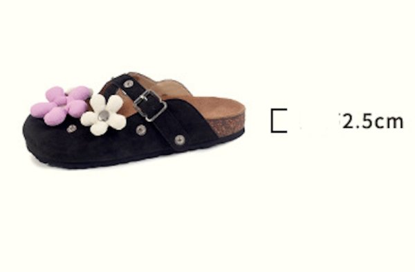 画像7: Half Slippers Birkenstock Sandals with Down Flowers　ダウンフラワー付きレザーハーフスリッパサンダル  (7)