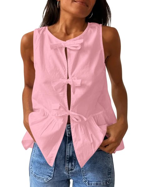 画像4: Sleeveless ribbon-tied blouse vest　スノースリーブリボン結びブラウスベスト (4)