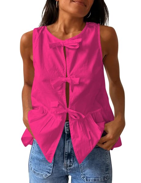 画像5: Sleeveless ribbon-tied blouse vest　スノースリーブリボン結びブラウスベスト (5)