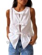 画像1: Sleeveless ribbon-tied blouse vest　スノースリーブリボン結びブラウスベスト (1)