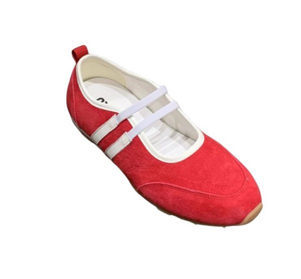 画像10: Flat Leather Red Dexter Shoes Ballet Style Mary Jane Shoes sneakers　フラットレザーライン入りバレーシューズスニーカースリッポン (10)