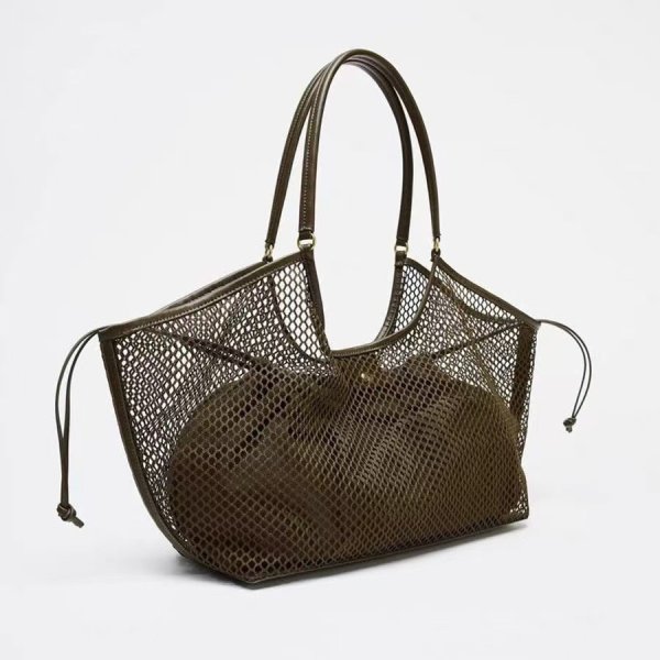 画像11: Large capacity mesh tote shoulder beach bag　ラージキャパシティーメッシュトート ショルダービーチショッピングバッグ (11)