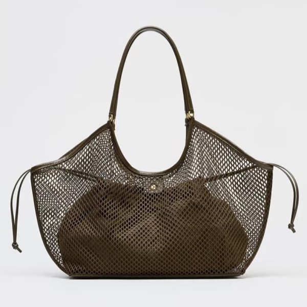 画像4: Large capacity mesh tote shoulder beach bag　ラージキャパシティーメッシュトート ショルダービーチショッピングバッグ (4)