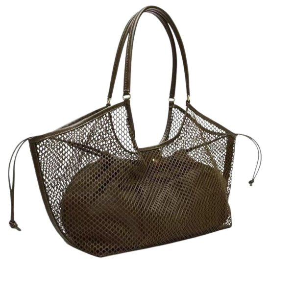 画像2: Large capacity mesh tote shoulder beach bag　ラージキャパシティーメッシュトート ショルダービーチショッピングバッグ (2)