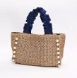 画像4: Square pearl gathered handle straw tote basket bag　スクエアパール付きギャザーハンドルストローかご籠トートバッグ (4)