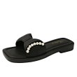 画像1: Leather Soft Sole Flat Ribbon Pearl Sandal Slippers　ソフトソールレザーフラットリボンパールサンダルスリッパ (1)