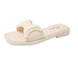 画像2: Leather Soft Sole Flat Ribbon Pearl Sandal Slippers　ソフトソールレザーフラットリボンパールサンダルスリッパ (2)