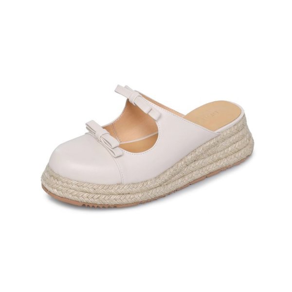 画像2: Ribbon thick sole platform espadrille half sandal slippers リボン厚底プラットフォームエスパドリーユハーフサンダルスリッパ (2)