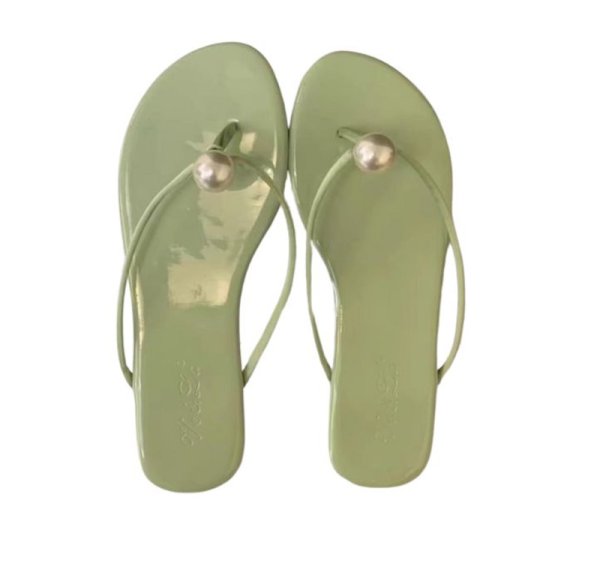 画像4: Leather Big pearl thong flat sandals  Slippers　ビッグパールトングフラットレザーサンダルスリッパ (4)