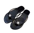 画像1: Leather Big pearl thong flat sandals  Slippers　ビッグパールトングフラットレザーサンダルスリッパ (1)