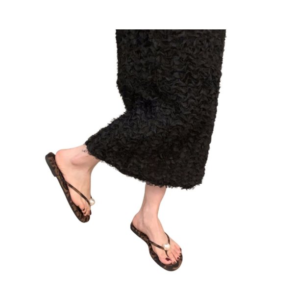 画像7: Leather Big pearl thong flat sandals  Slippers　ビッグパールトングフラットレザーサンダルスリッパ (7)