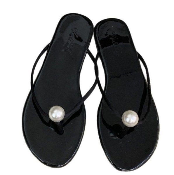 画像9: Leather Big pearl thong flat sandals  Slippers　ビッグパールトングフラットレザーサンダルスリッパ (9)