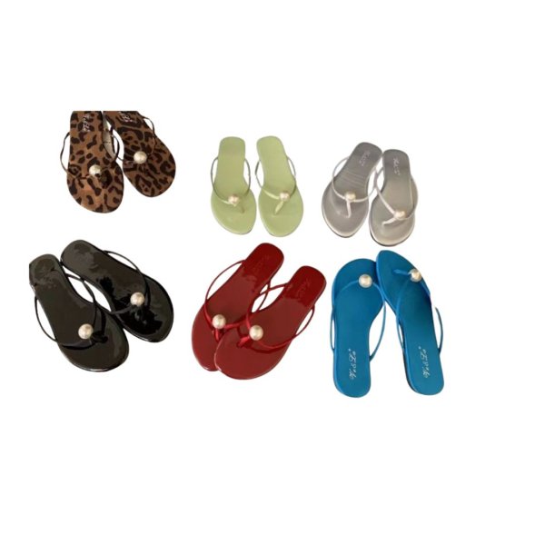 画像12: Leather Big pearl thong flat sandals  Slippers　ビッグパールトングフラットレザーサンダルスリッパ (12)
